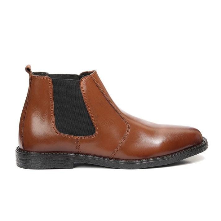 Tan Leather Chelsea Boots Men's Polished Slipon Dress