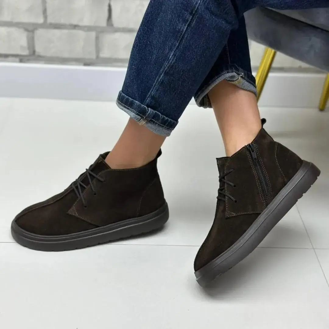 Handmade Beige Suede Boots Women Comfortable Demi Season
