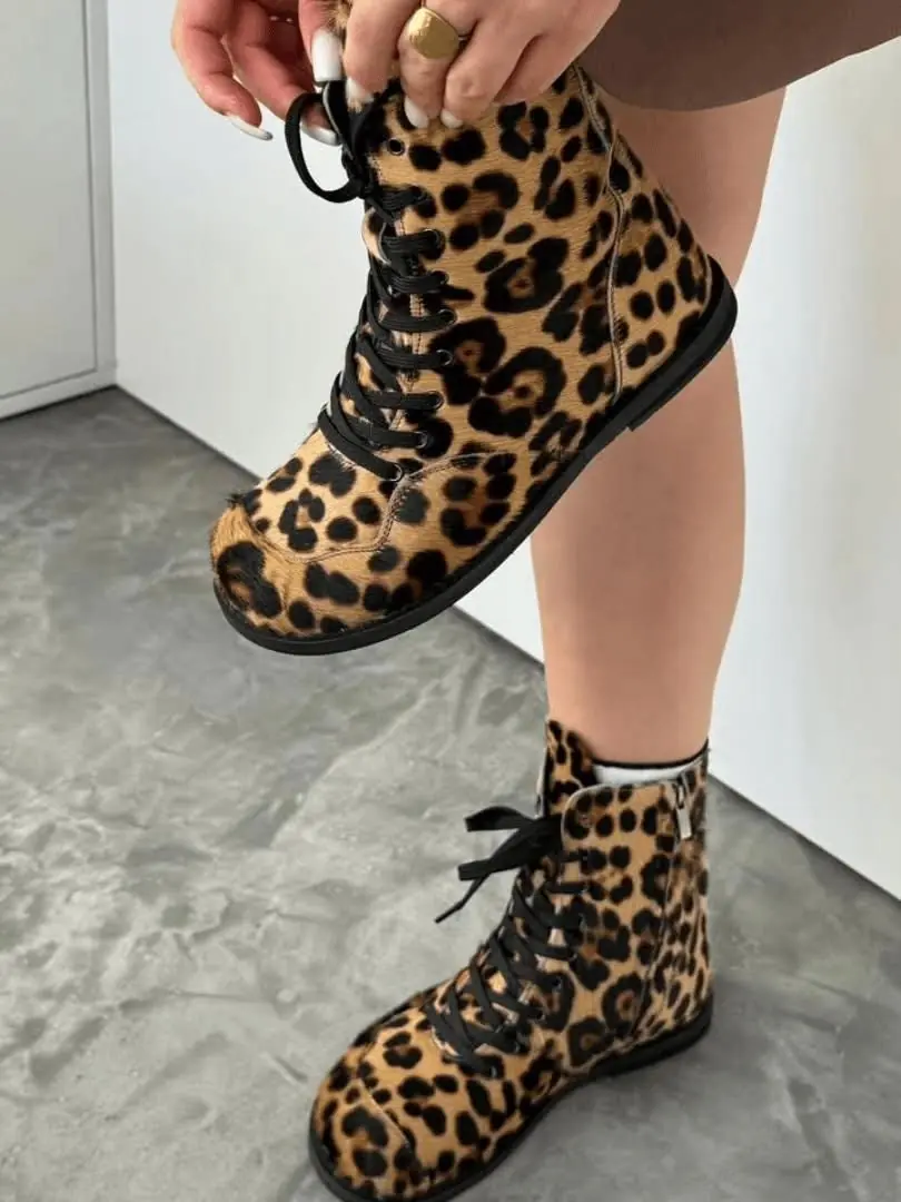 Handmade Red Leather Boots Women Anatomical Lace Up