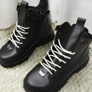Burgundy Leather Combat Boots For Women Custom Winter